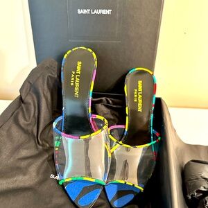 YSL multicolor Ibiza flower transparent sandals